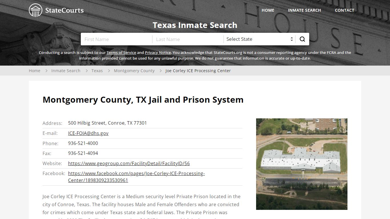 Joe Corley ICE Processing Center Inmate Records Search ...